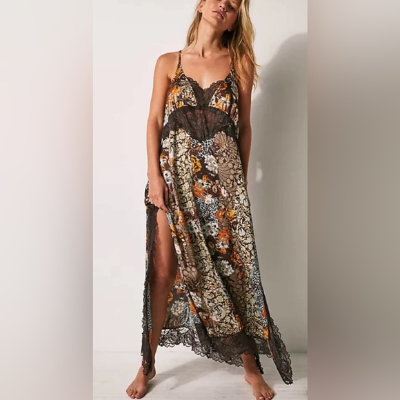 Free People Brown Floral Lace Slip Dress - Picture 12 of 12
